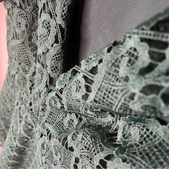 Sandro Hearty Lace Fit & Flare Short Sleeve Cocktail Mini Dress Size XS Emerald - Picture 3 of 11